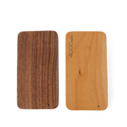 臻格时尚超薄私模木质移动电源   充电宝4000毫安 wood powerbank
