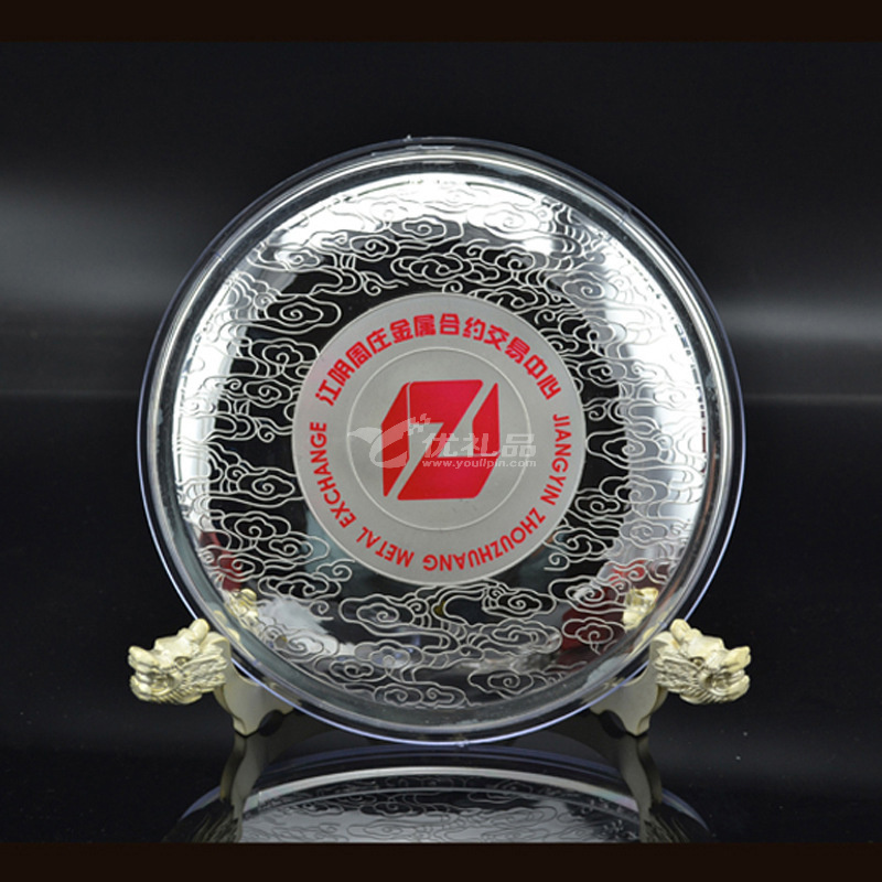 999纯银银盘定制尺寸重量图案个性化定制贵金属纪念盘定制