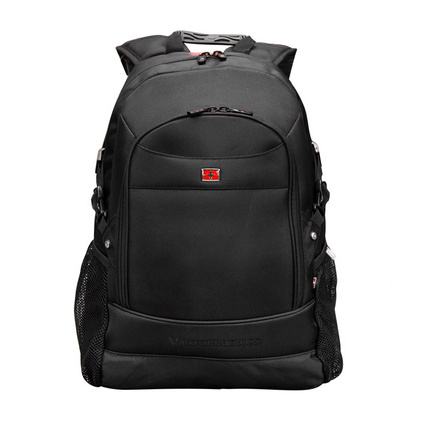 维士十字商务双肩包男士休闲包14英寸旅行背包高中生书包户外电脑包 黑色
