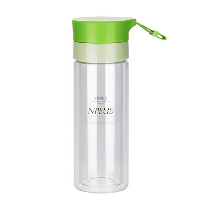菲驰（VENES） 莉亚高硼硅双层玻璃防烫水杯 便携带挂绳定制