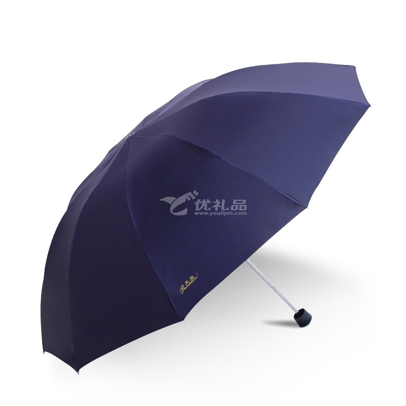 天堂伞 33188E 加大加固黑胶三折钢杆钢骨商务晴雨伞太阳伞定制 