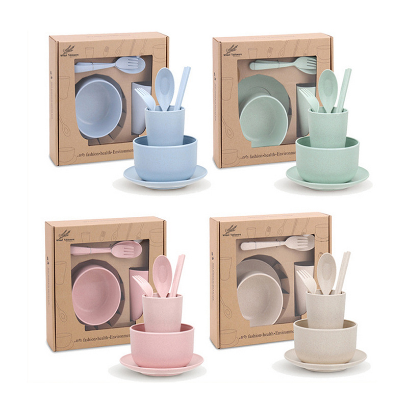 天然可降解小麦秸秆餐具套装 麦纤维泡面碗漱口杯菜盘勺叉筷六件套创意礼品定制 天然可降解小麦秸秆餐具套装 麦纤维泡面碗漱口杯菜盘勺叉筷六件套创意礼品定制