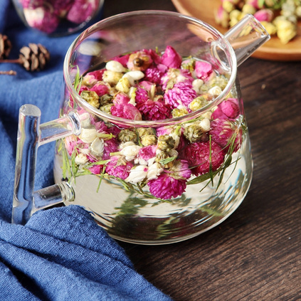 玫瑰花茶菊花茶茉莉花茶洛神花茶组合花草养生茶6瓶礼盒装伴手礼定制 