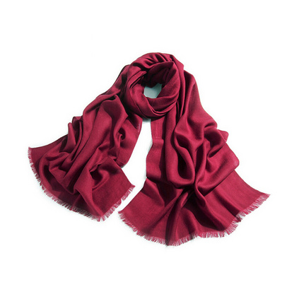 上海故事围巾 女长款大红色纯色斜纹羊毛围巾 秋冬季围巾披肩两用礼品定做