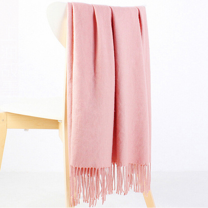 上海故事粉色仿羊绒围巾女秋冬季长款加厚双面纯色百搭韩版披肩订做