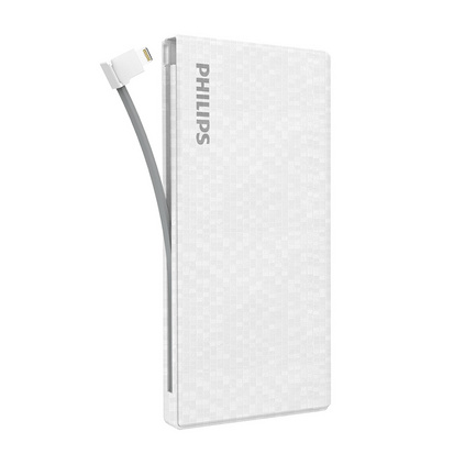 飞利浦 10000毫安 移动电源/充电宝 超薄聚合物  自带线 DLP1130S 安卓苹果通用便携移动电源定制