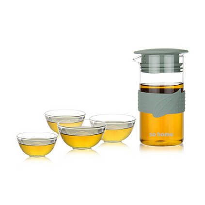 sohome 耐热玻璃花草茶具花茶壶泡茶壶创意可爱泡茶杯 一壶四杯礼品套装定制