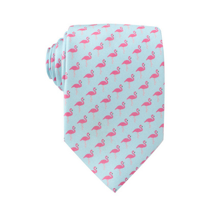 桑蚕丝真丝印花卡通动物领带火烈鸟图案领带定制 