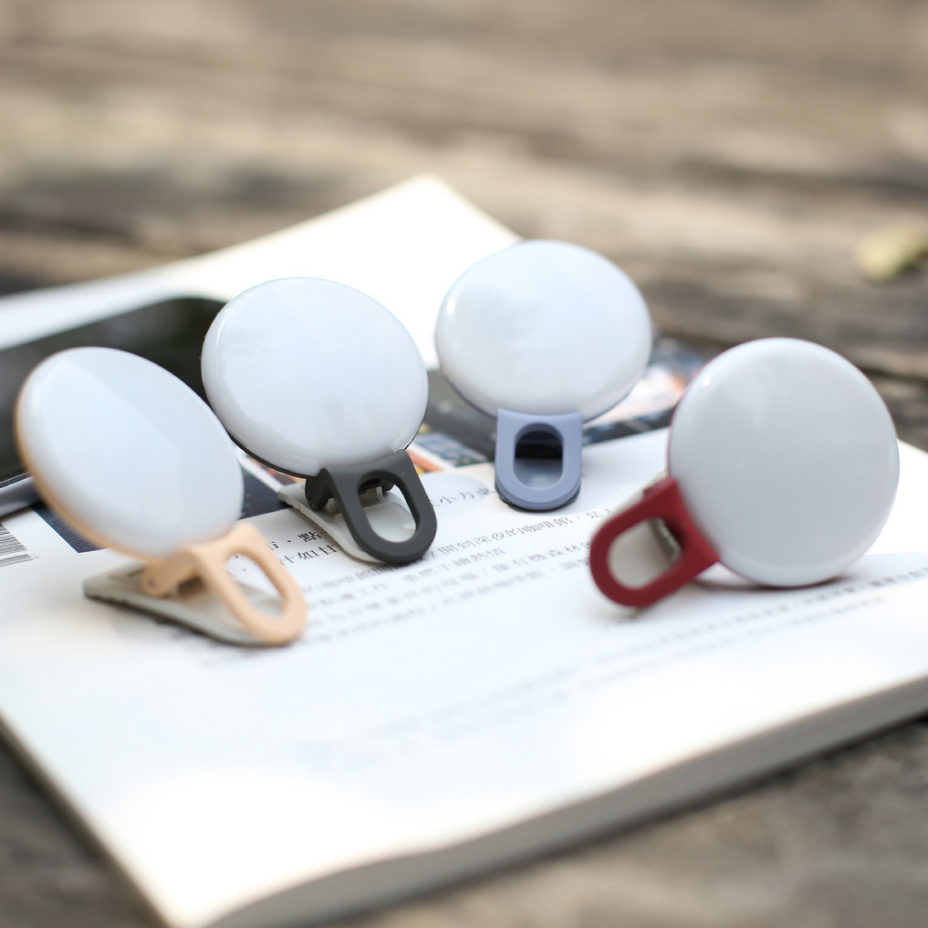 冇心新品 美颜补光灯手机自拍神器LED灯 圆形直播调光手机摄影补光灯定制