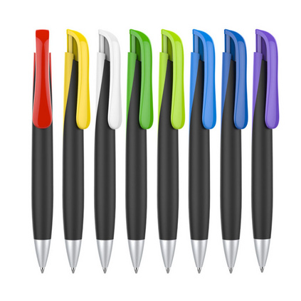 Waltz创意按动黑色圆珠笔塑料促销广告笔定制