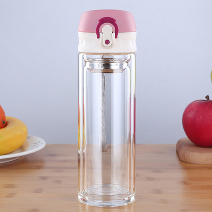 便携创意弹跳水杯300ml透明玻璃杯定制