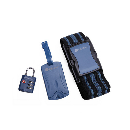 Delsey法国大使国际TSA密码锁+行李信息牌+行李箱带套装组合定制