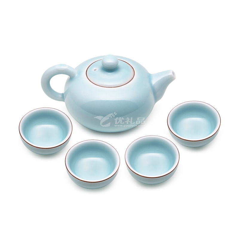 堂悦坊 龙泉青瓷听雨茶具套装创意茶杯茶壶组合礼盒装定制