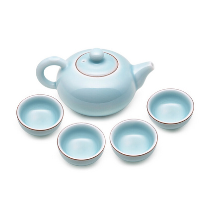 堂悦坊 龙泉青瓷听雨茶具套装创意茶杯茶壶组合礼盒装定制