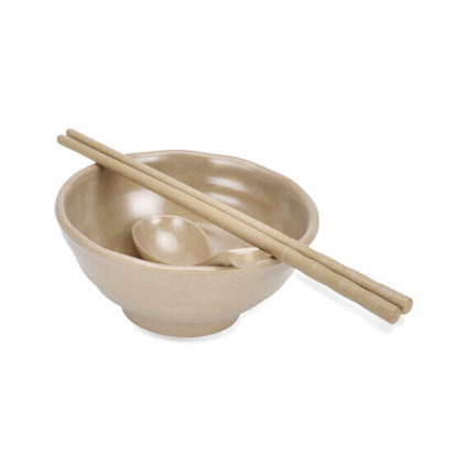 壳氏唯（HUSKS WARE）稻壳环保餐具 碗韩式日式简约水纹碗筷2人情侣餐具套装定制 B-03N-H2