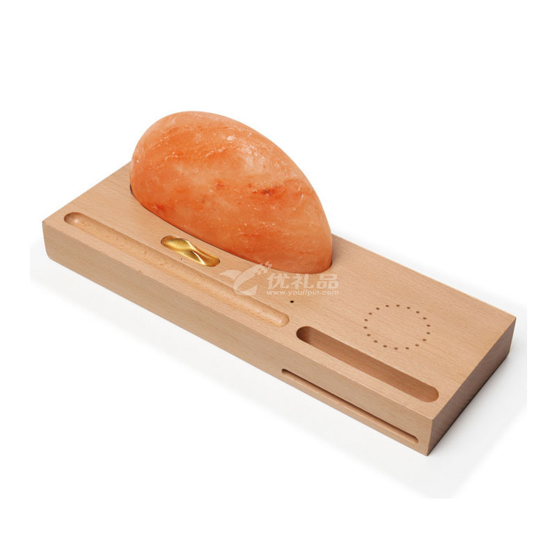 新款矿盐灯无线充矿石盐台灯组合摆件 日出东方新款无线充定制