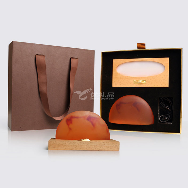 新款矿盐灯无线充矿石盐台灯组合摆件 日出东方新款无线充定制