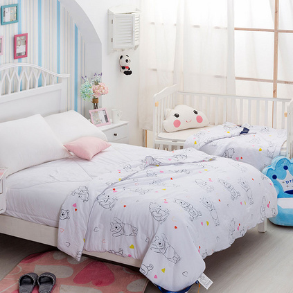 Disney迪士尼 萌趣维尼子母被 夏季空调被夏凉四季被双人水洗棉夏被春秋母子被定制 90x120cm 150x200cm