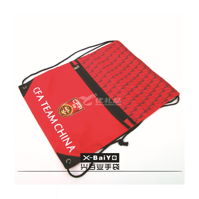 满版底纹丝印束口袋 彩印烫画收口袋 拉链束口袋定制