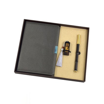 红木商务套装礼品定制（笔记本+优盘+签字笔）节日宣传促销礼品定制