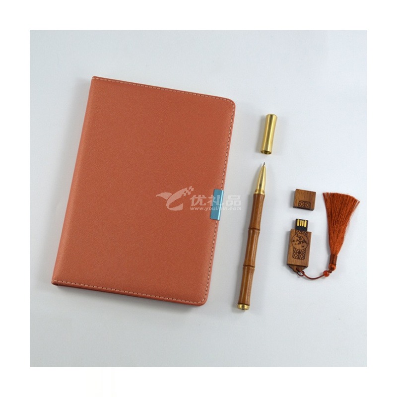 红木商务套装礼品定制（笔记本+优盘+签字笔）节日宣传促销礼品定制