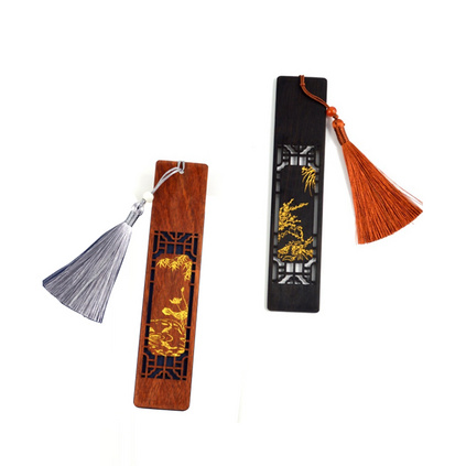 描色窗影书签套装 红木书签摆件 文房学习用品定制