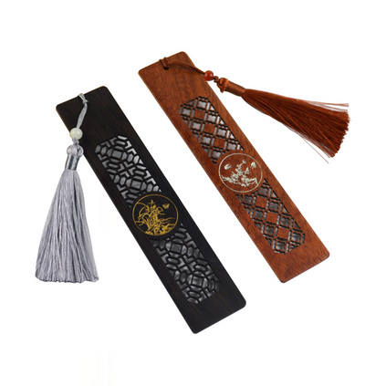 描色缕空书签套装 红木文化礼品 高校周年庆典活动礼品定制