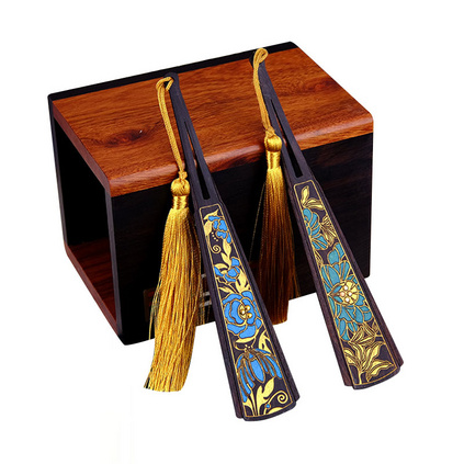 琳琅紫光檀彩绘描金红木书签中国风创意礼品DIY木质书签定制