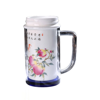 景德镇纳米陶瓷杯 青花瓷保温杯  双层保温杯   定制