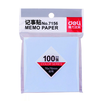 得力（deli）便利贴 标签纸 便签纸 记事贴 可反复粘撕 7156(76*76mm颜色随机)  定制