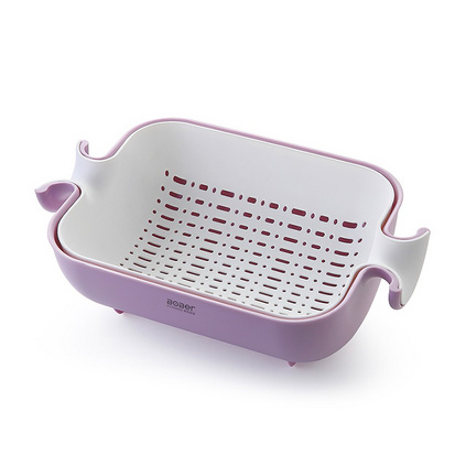 博堡 旋转多用沥水篮 BDY-S003A 家用塑料沥水篮双层水果篮定制