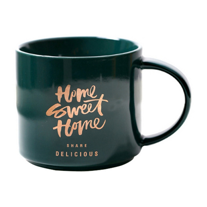 37度生活 北欧风绿金系列陶瓷咖啡杯 个性水杯 创意马克杯定制