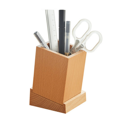 木质笔筒创意多功能办公用品收纳盒无印风格木制笔筒定制