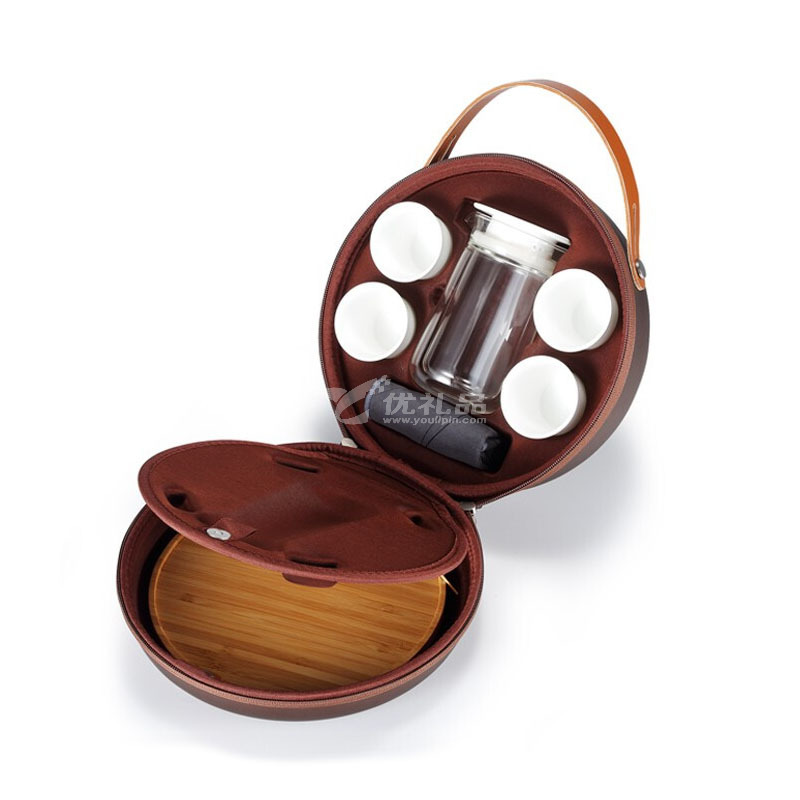 随圆便携旅行车载茶具一壶四杯耐热玻璃品茗杯陶瓷茶具定制 随圆便携旅行车载茶具一壶四杯耐热玻璃品茗杯陶瓷茶具定制