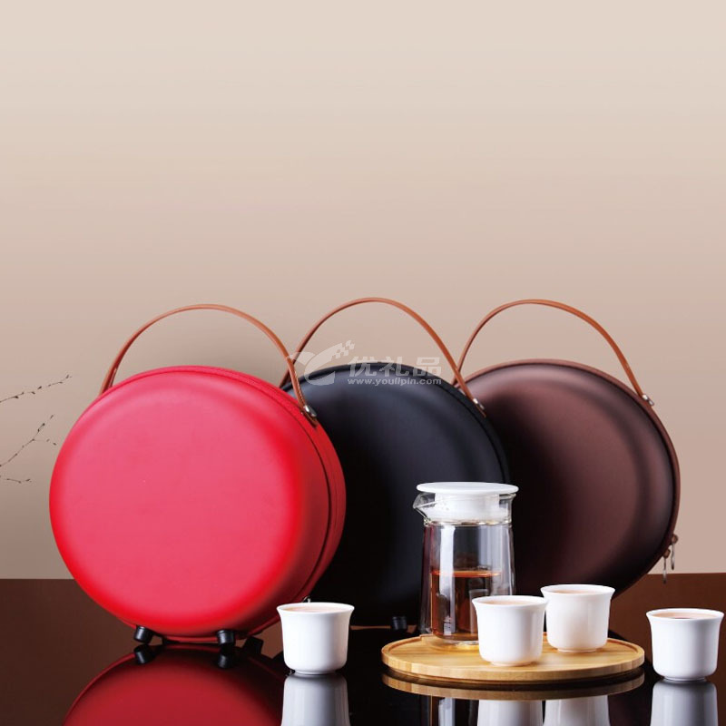 随圆便携旅行车载茶具一壶四杯耐热玻璃品茗杯陶瓷茶具定制 随圆便携旅行车载茶具一壶四杯耐热玻璃品茗杯陶瓷茶具定制