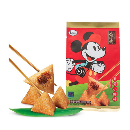 五芳斋嘉兴粽子紫糯赤豆粽子50g*4儿童早餐迷你粽子定制