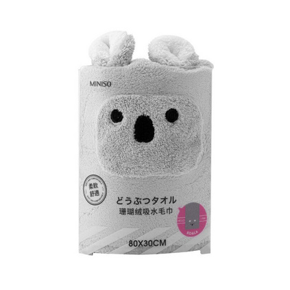 名创优品（MINISO）珊瑚绒吸水柔软动物浴巾定制