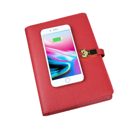 商务无线充电宝记事本 活页夹内页笔记本移动电源 年会礼品记事本定制