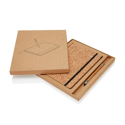 软木本子套装牛皮纸盒包装商务笔记本子A5记事本学生笔记本定制