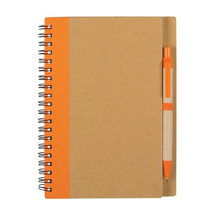 环保牛皮纸记事本 牛皮纸布料拼接封面 笔记本含笔会议记事本子定制