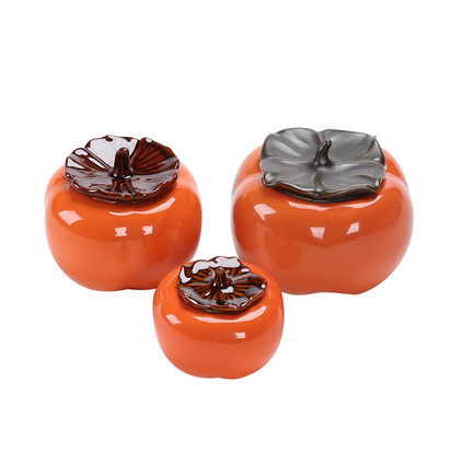 柿子茶罐 事事如意茶叶罐 陶瓷茶叶密封罐定制