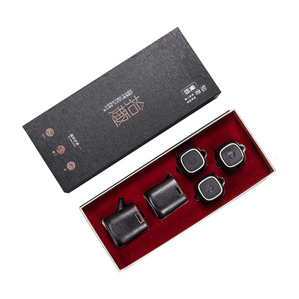 德化黑陶茶具套装 鎏银功夫茶具八件套高档茶具套装定制
