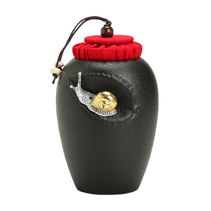 粗陶白瓷蜗牛茶叶罐 大容量防潮保鲜趣味茶器一罐多用茶叶罐定制