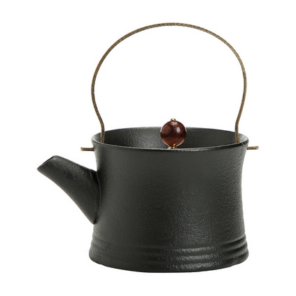 黑陶瓷提梁壶粗陶手抓壶功夫茶具便携多孔过滤茶壶定制