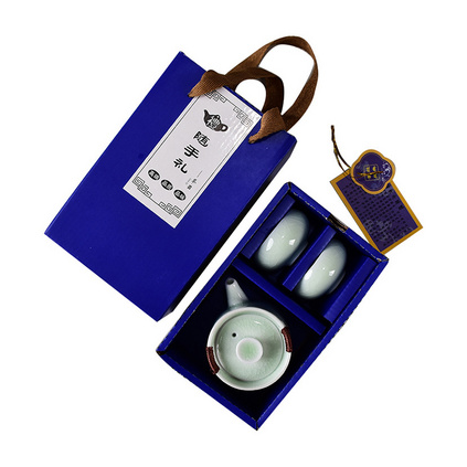 便携式哥窑旅行茶具套装 一壶两杯茶具套装定制