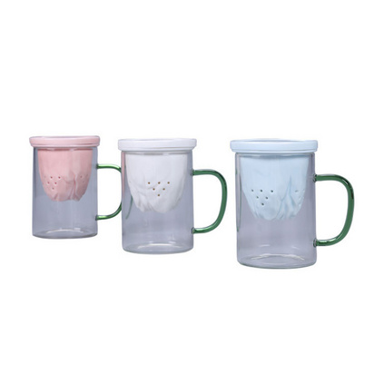 德化玻璃水杯观山马克杯 羊脂玉瓷过滤内胆礼盒装定制