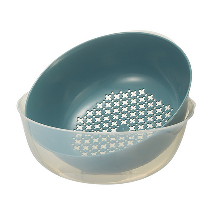 多功能沥水篮双层 家用厨房果蔬洗菜盆 圆形水果篮塑料洗菜篮定制