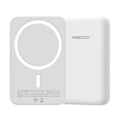 Recci锐思RPB-W05小巧迷你随身宝移动电源5000mAh磁吸充电宝定制
