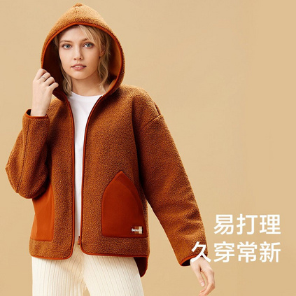 蕉下外套女秋冬新款摇粒绒短外套潮流百搭抓绒保暖开衫眷暖系列摇粒绒连帽外套定制
