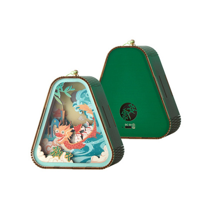 中国风端午创意木雕灯 木雕投影灯定制